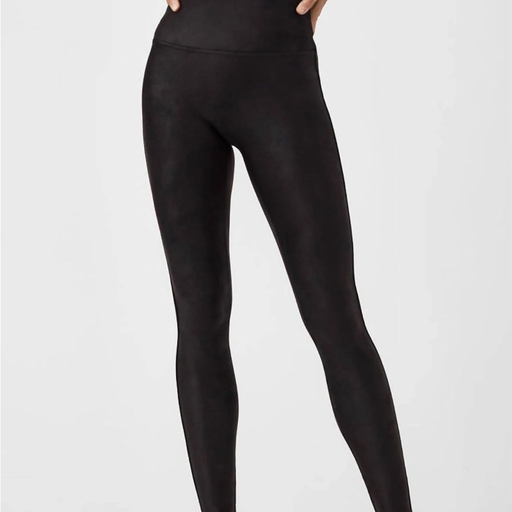 Spanx Women's Black faux leather fleece lined Leggings